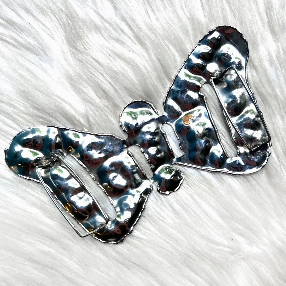 VINTAGE Butterfly Silver Handmade Belt Sash Slide Buckle